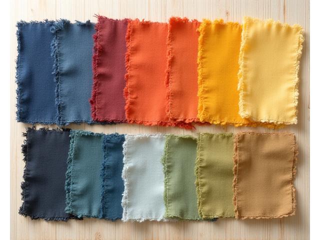 植物染料で染められた色とりどりの布見本