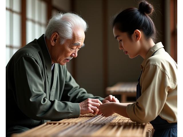 プロ向けのワークショップで職人が弟子に高度な技術を指導